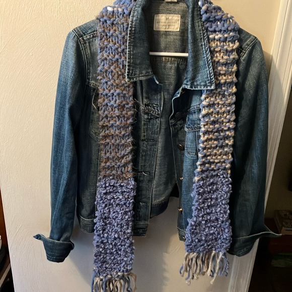 65”long handknitted scarf-goes great w/denim (jacket just for display).Very soft - Picture 1 of 2